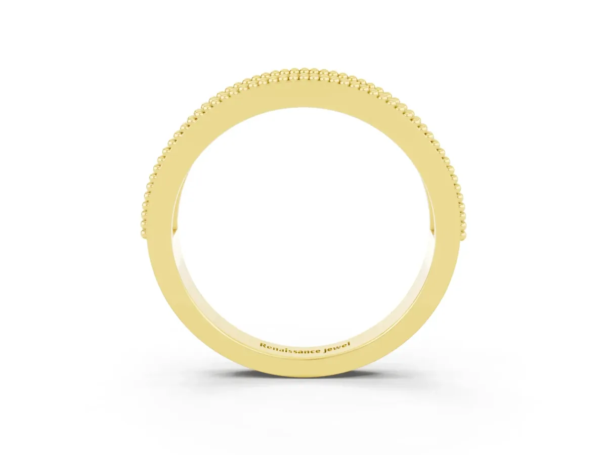Round Amethyst Twist Milgrain Band with Bezel Setting Yellow gold