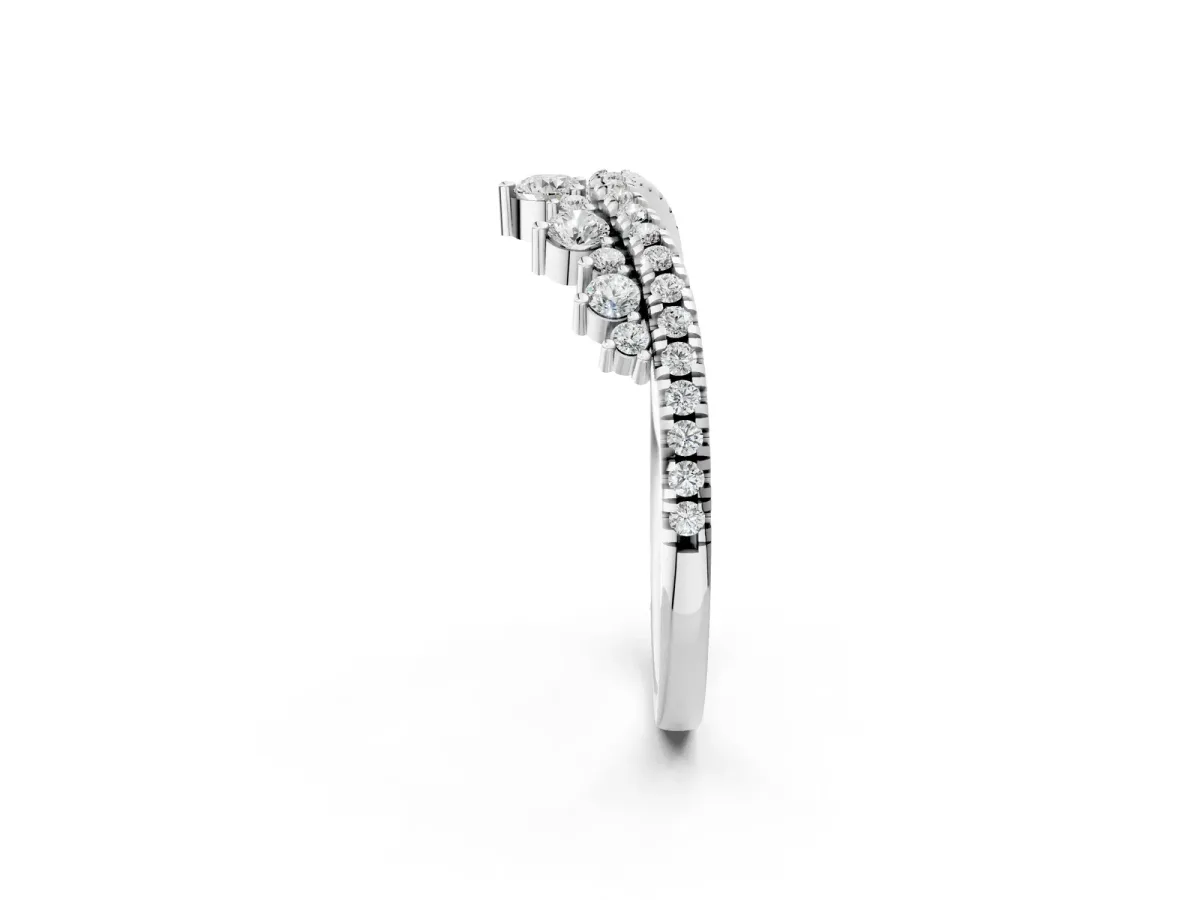 Round Diamond Pavé Contour Band with Prong Setting White gold