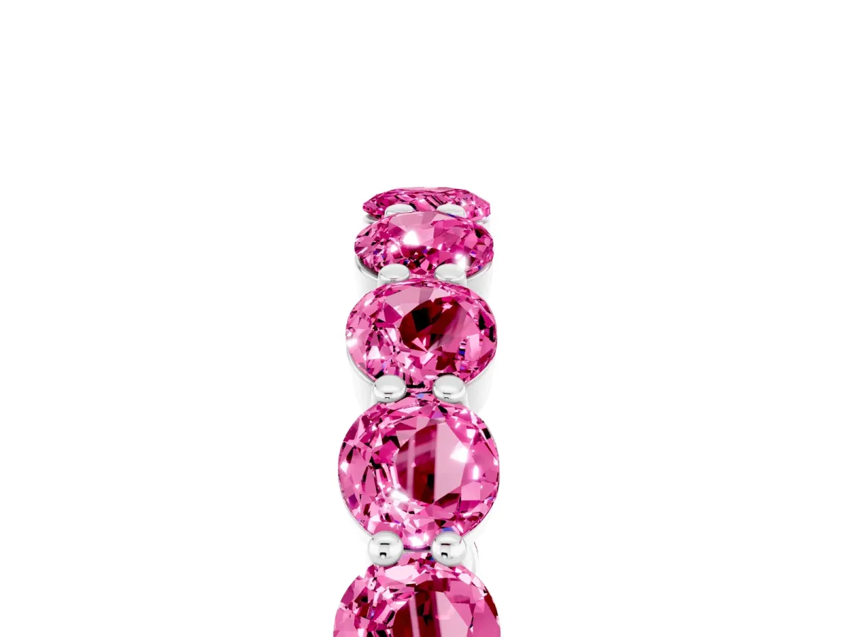 Round Pink Sapphire Eternity Band with U-Prong Setting White gold