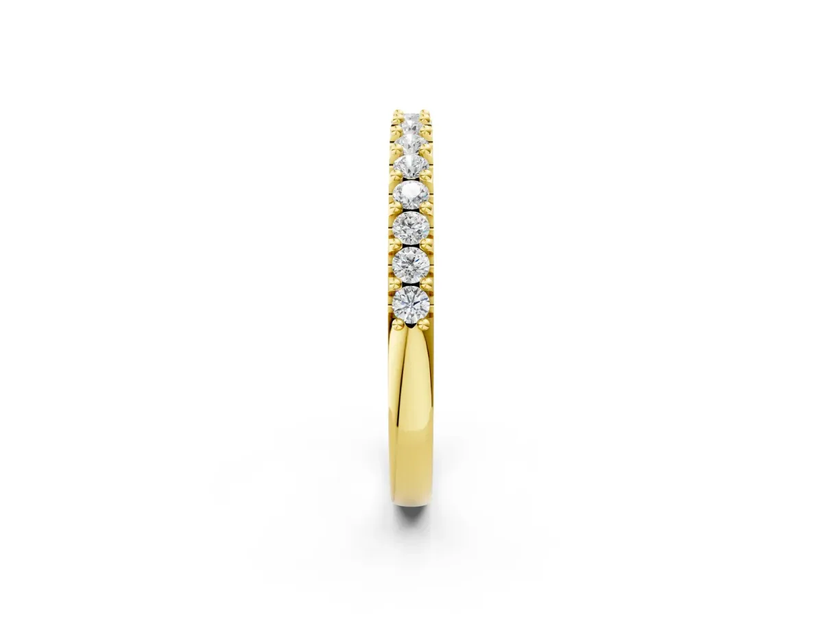 Round Diamond Pavé Set Half Eternity Band Yellow gold