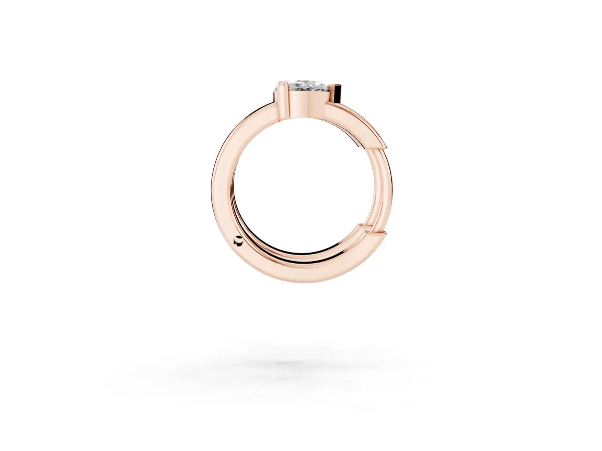 Pear Diamond Mini Huggie Hoop Earrings Rose gold