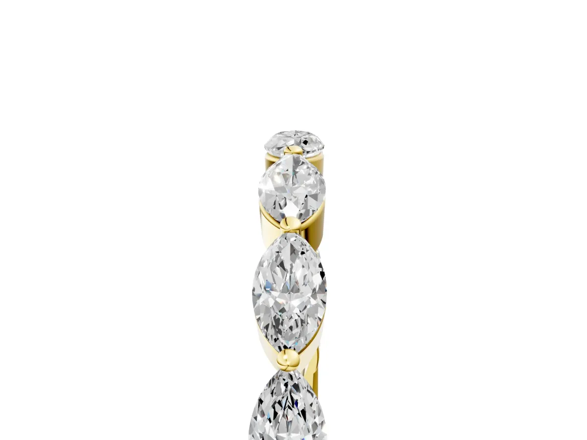 Marquise Diamond Half Eternity Band with Prong Setting Yellow gold