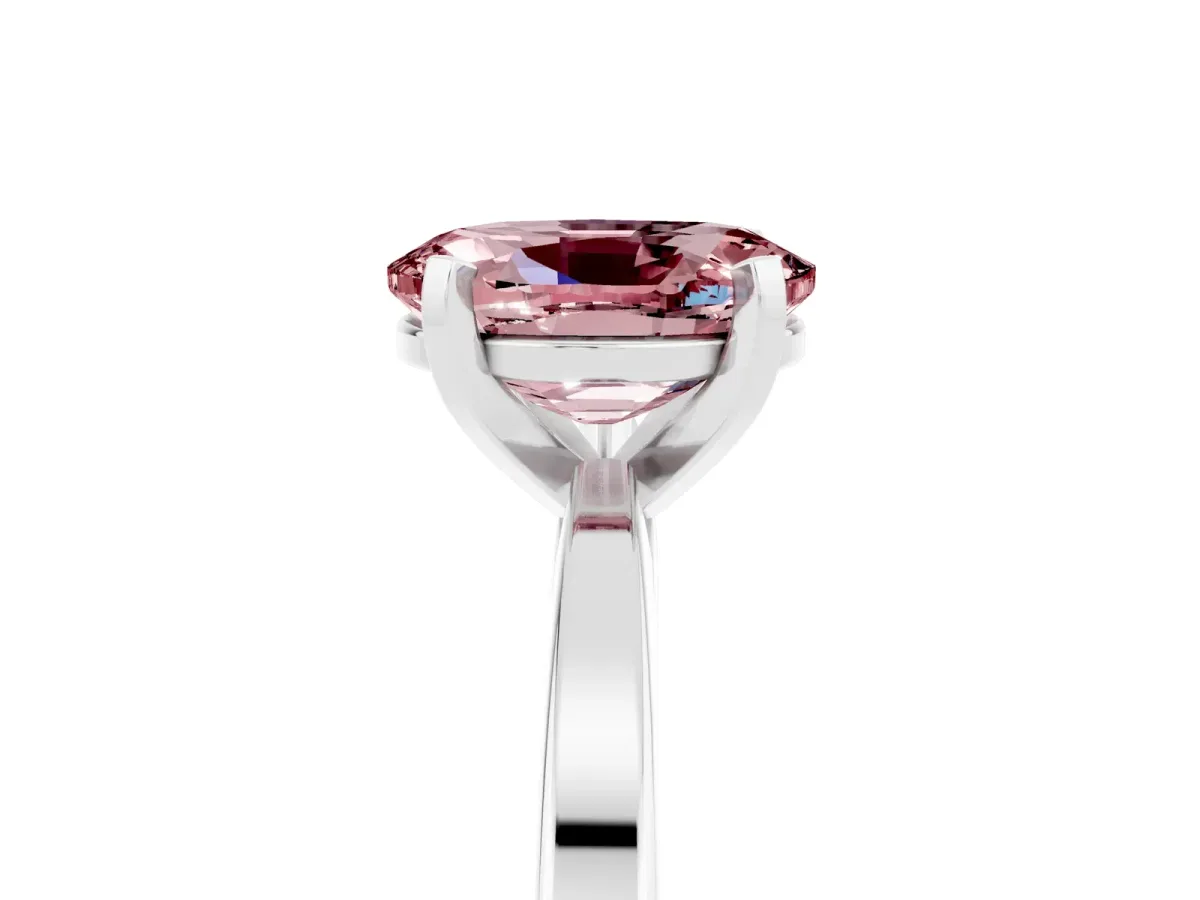 Oval Cut Morganite Solitaire Engagement Ring with Classic Band and Four-Prong Setting Silver