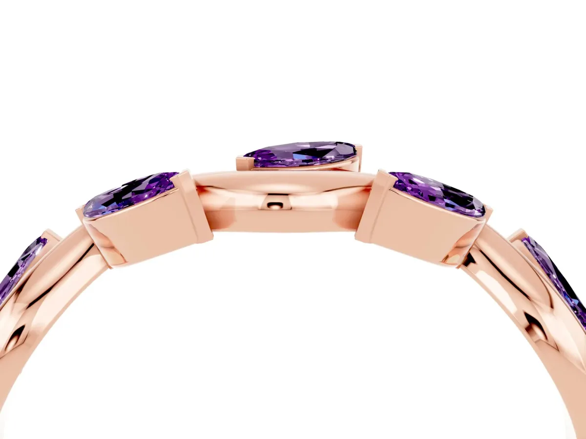 Marquise Amethyst Twisted Band with Prong Setting Rose gold
