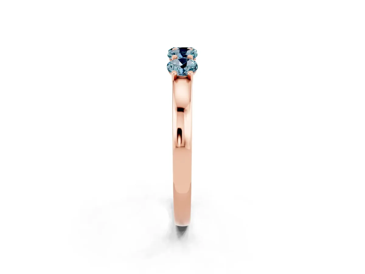 Four-Stone Round Aquamarine Prong-Set Band Rose gold