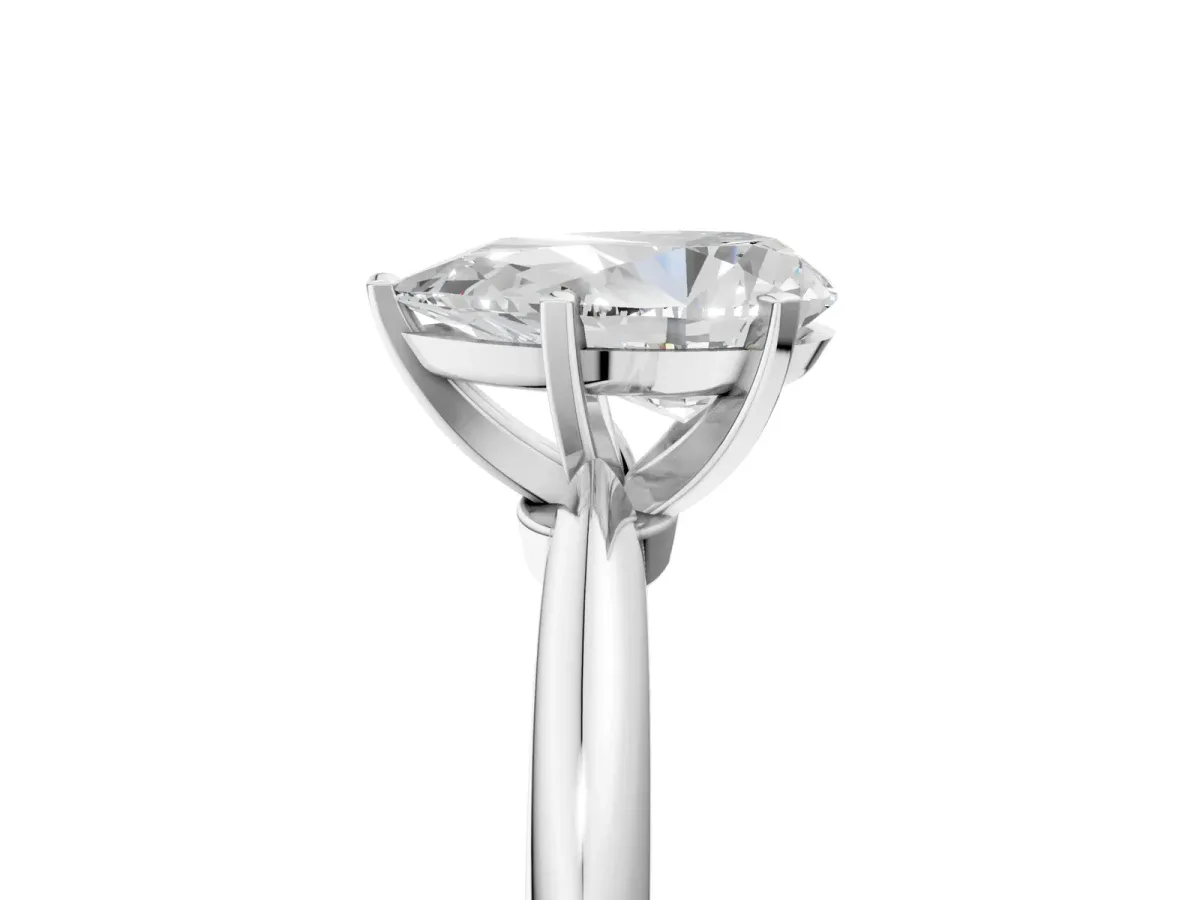 Pear Cut Diamond Solitaire Ring with Six-Prong Setting and Classic Band White gold