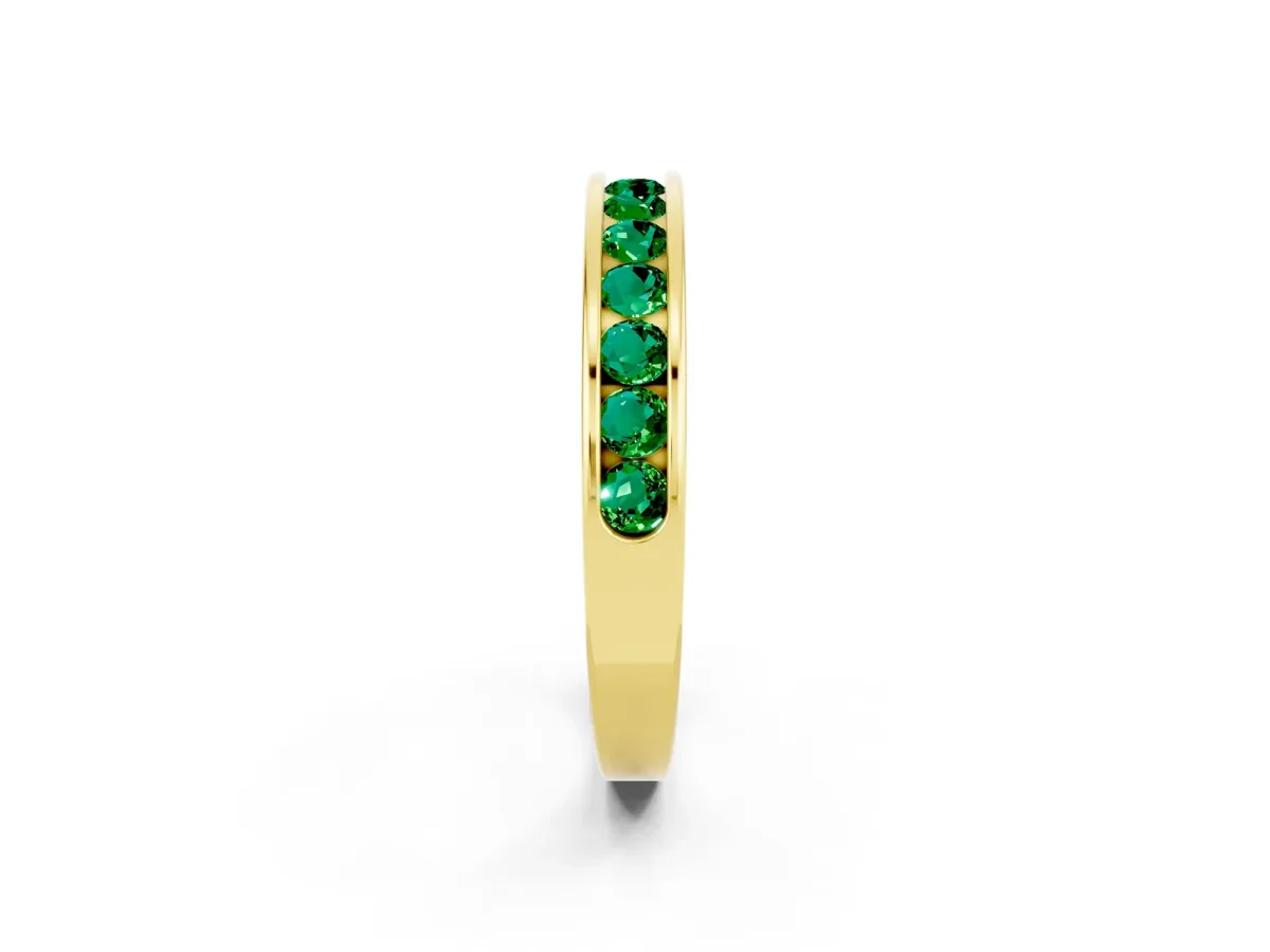 Channel Set Round Emerald Eternity Band Yellow gold