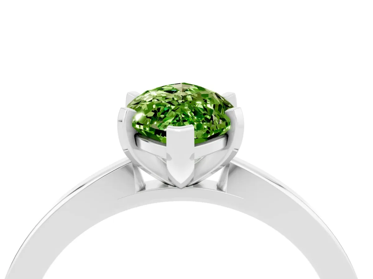 Marquise Cut Peridot Solitaire Engagement Ring with Classic Band and Four-Prong Setting Silver