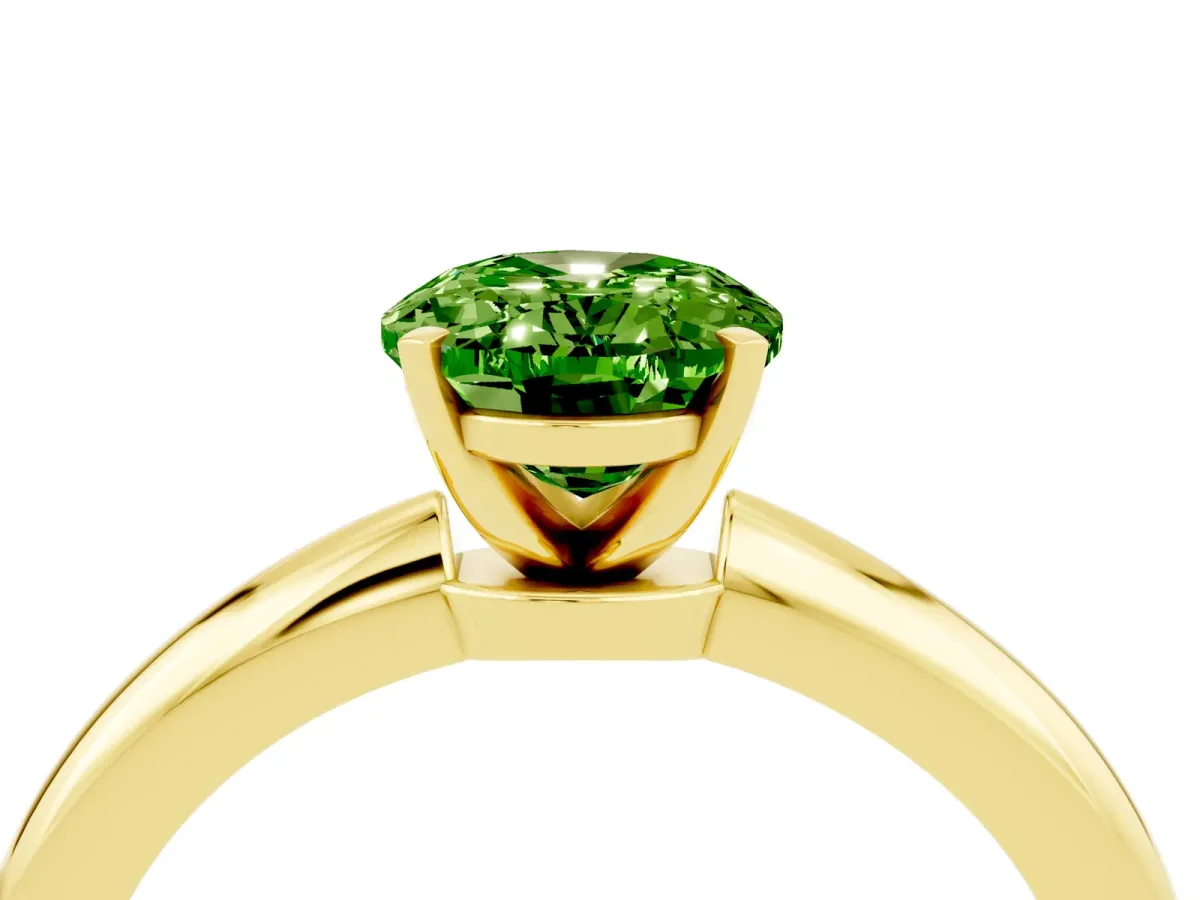 Oval Cut Peridot Solitaire Ring with Six-Prong Setting and Classic Band Yellow gold