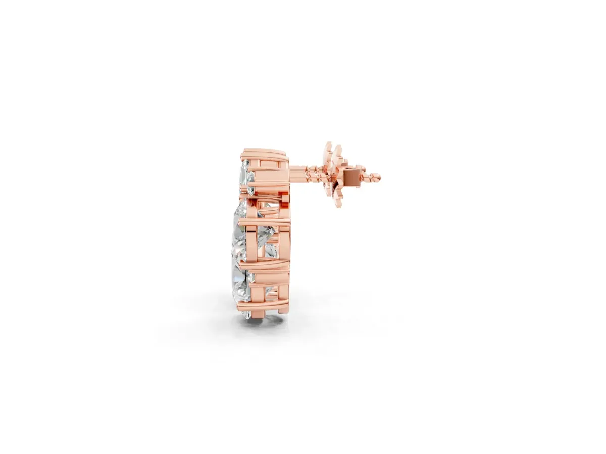 Multi-Shape Diamond Mosaic Five Stone Stud Earrings Rose gold