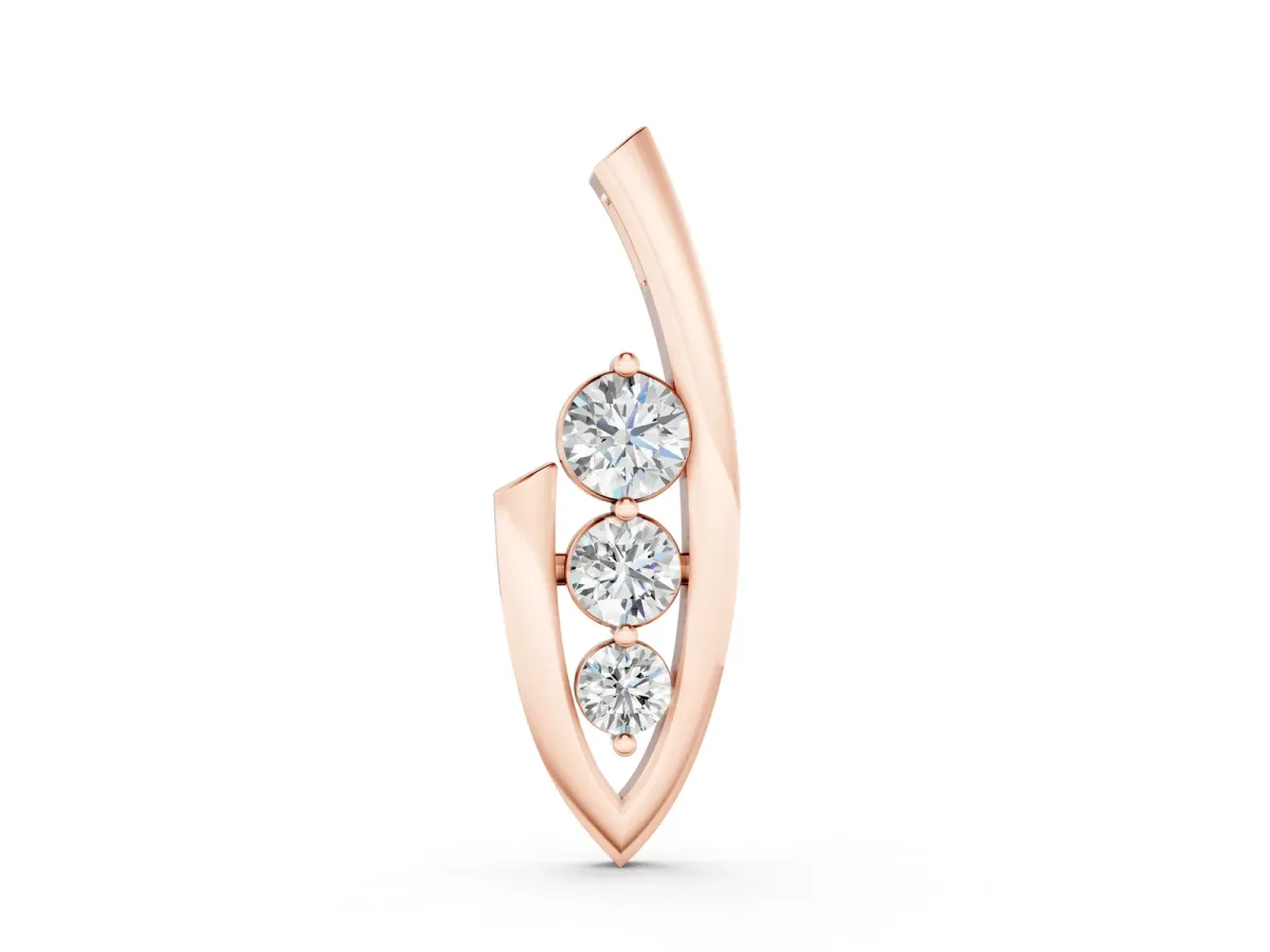 Three-Stone Round Prong-Set Pendant Rose gold