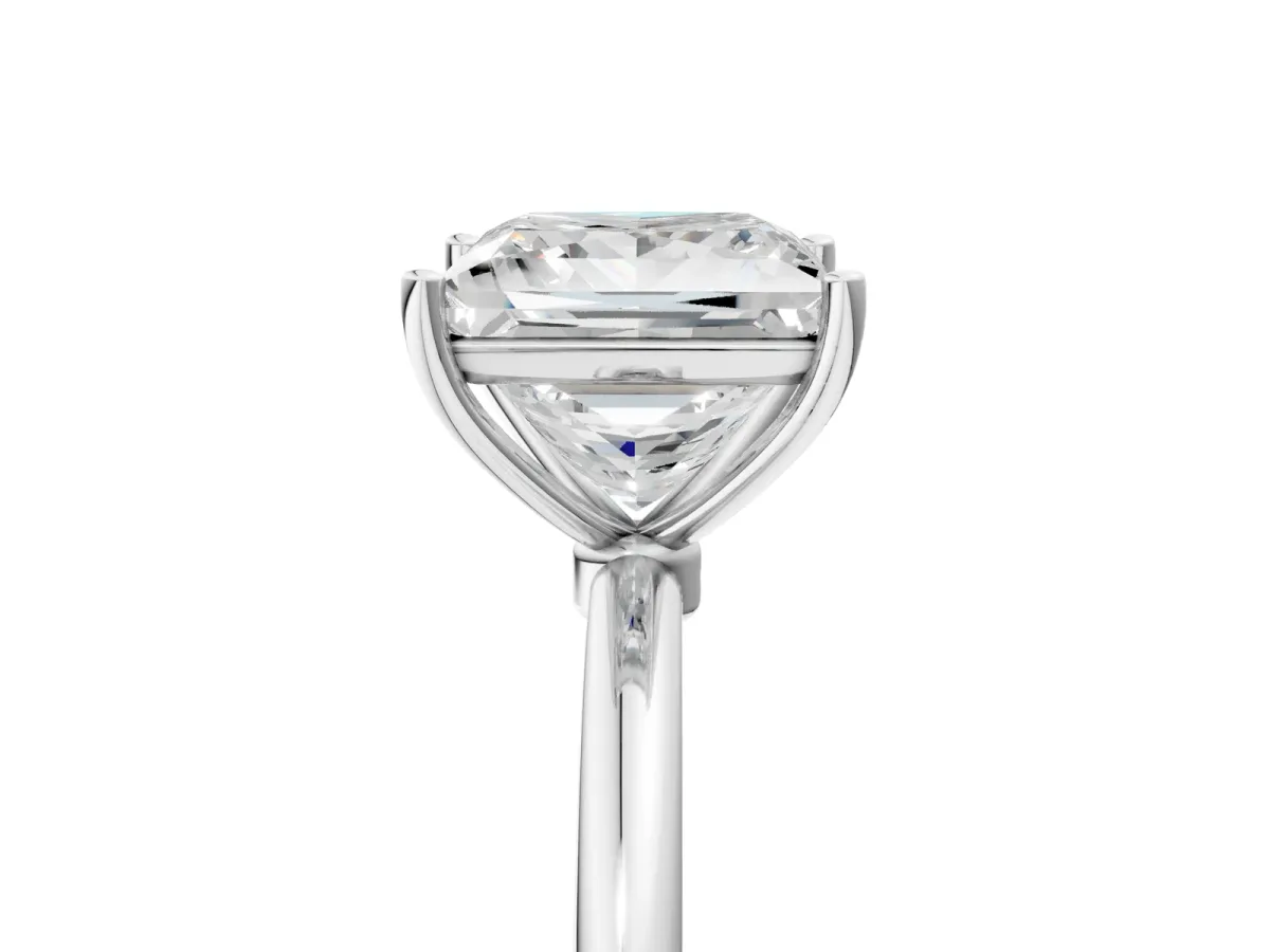 Princess Cut Cut Solitaire Engagement Ring with Thin Band and Four-Prong Setting Silver