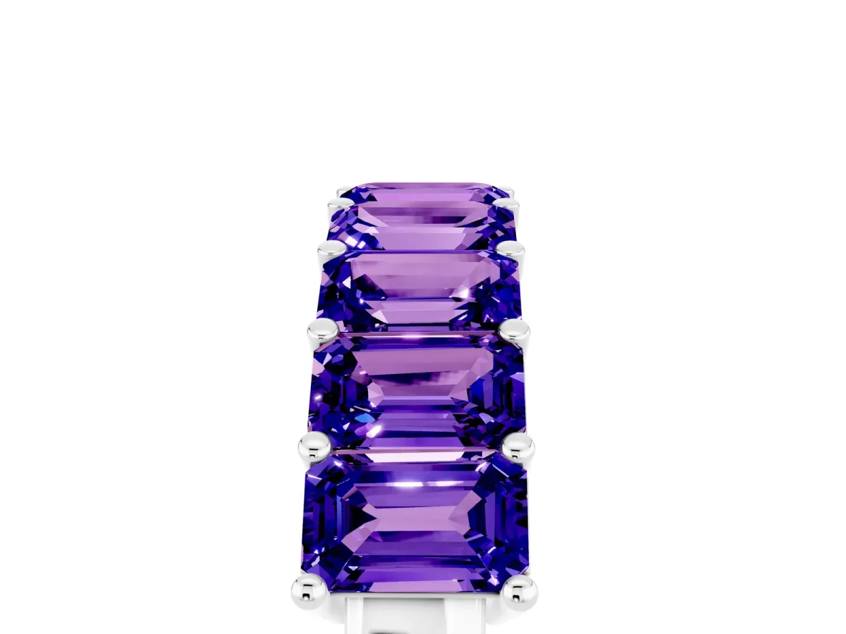 Emerald Cut Tanzanite Prong-Set Eternity Band Platinum