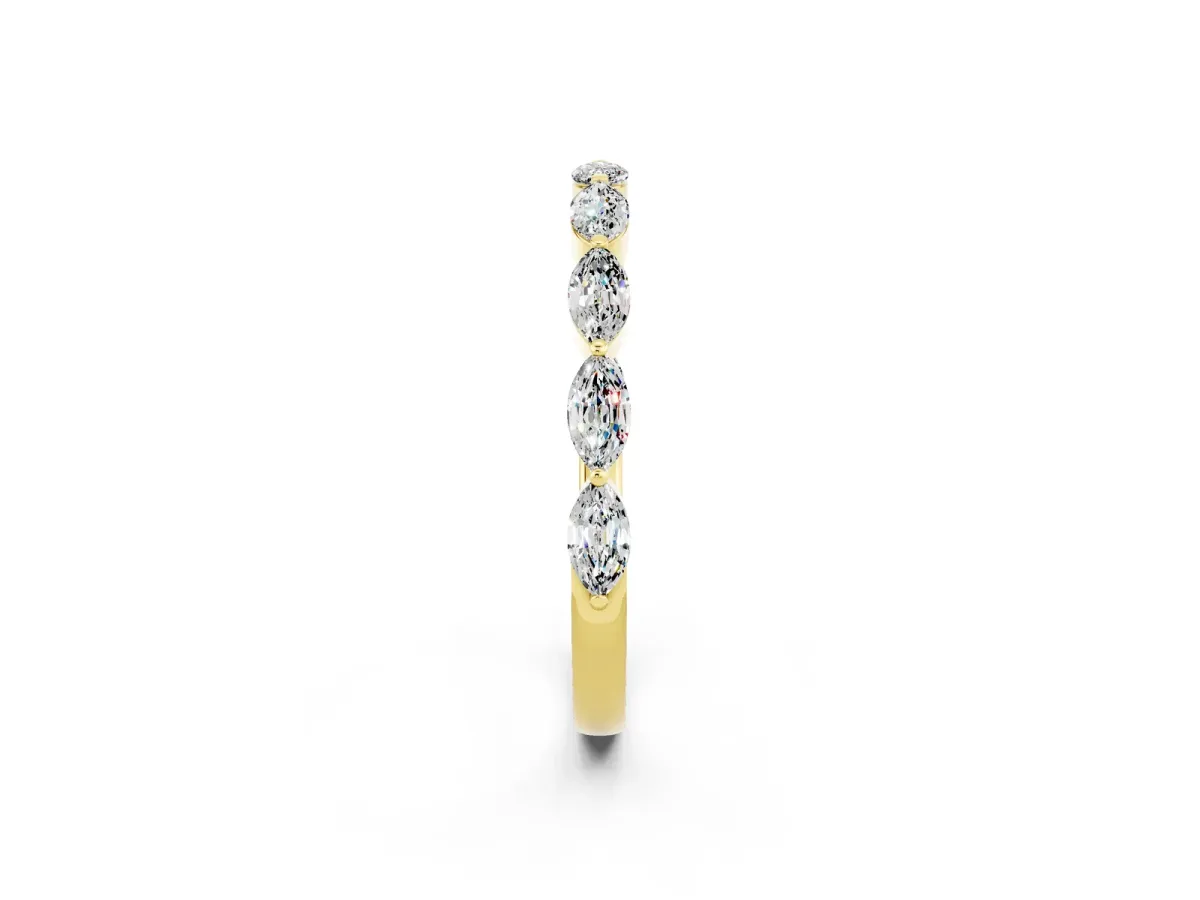 Marquise Moissanite Half Eternity Band with Prong Setting Yellow gold