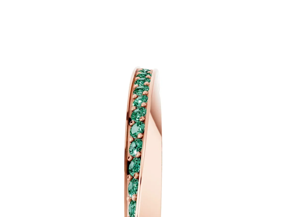 Pavé Round Green Sapphire Twist Band Rose gold