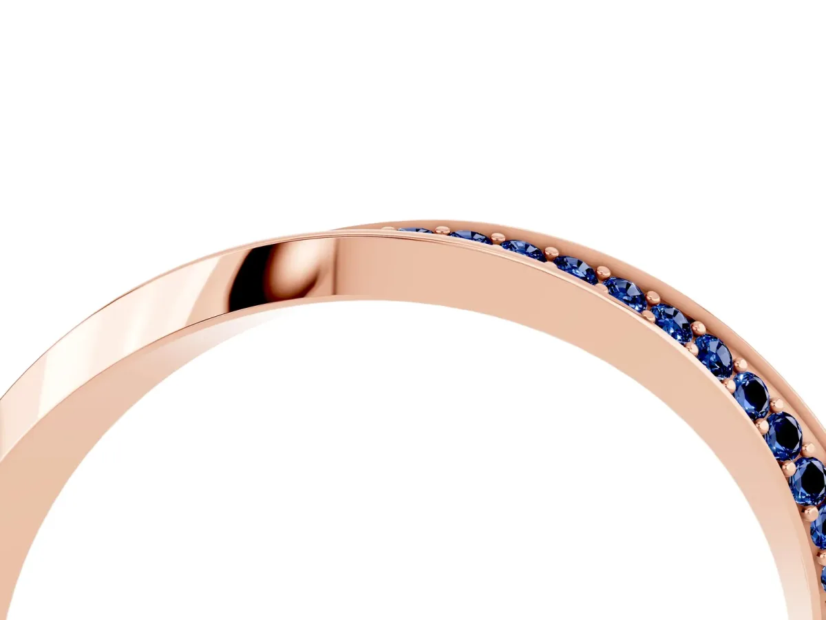 Pavé Round Blue Sapphire Twist Band Rose gold