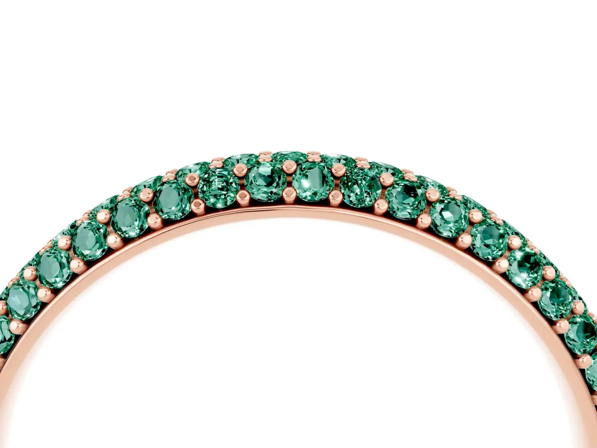 Round Green Sapphire Pavé Eternity Band with Shared Prong Setting Rose gold