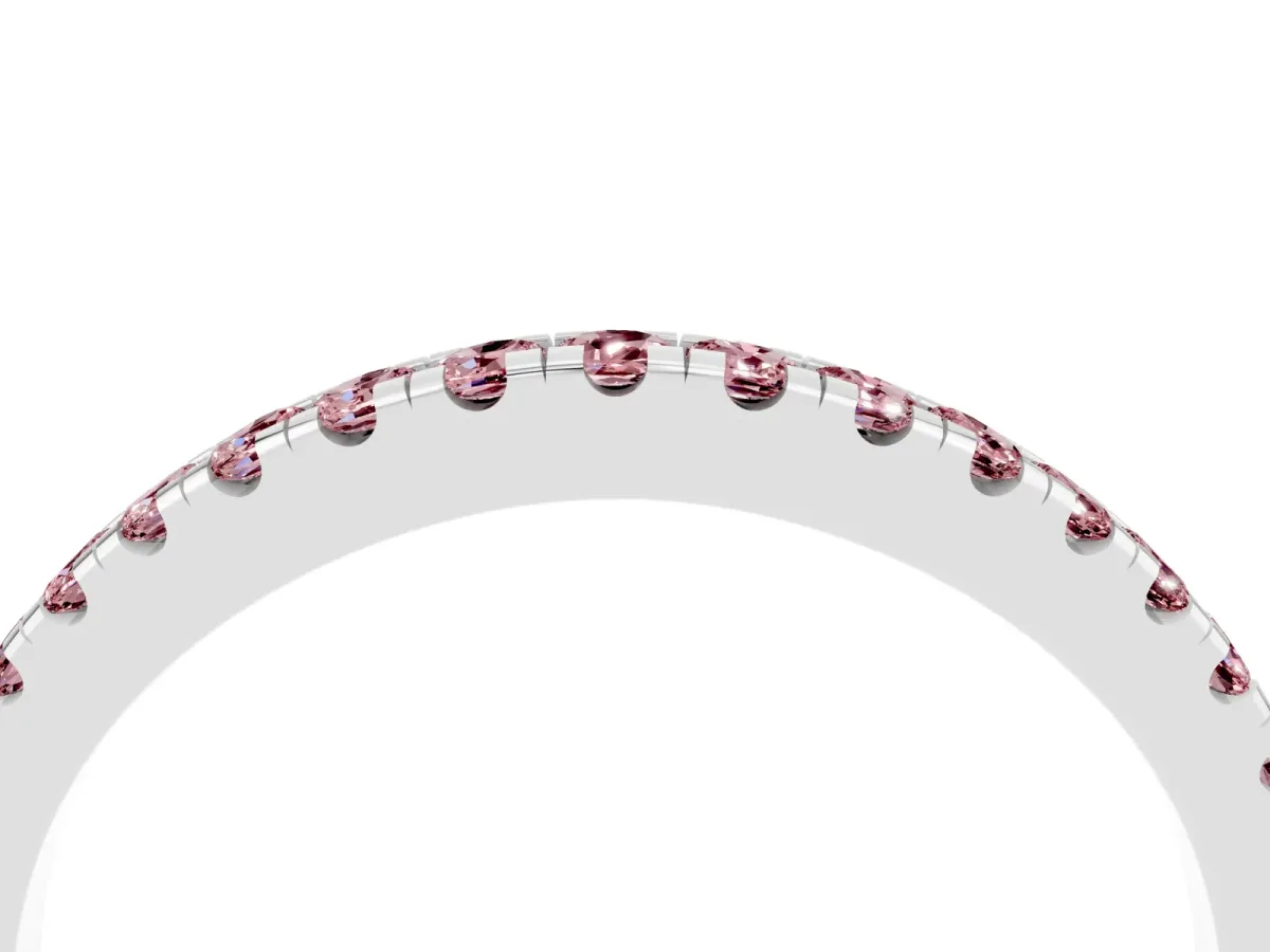 Round Morganite Pavé Half Eternity Band with Shared Prong Setting Silver