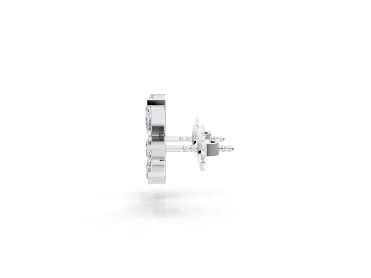 Marquise and Round Diamond Ivy Climber Earrings Platinum