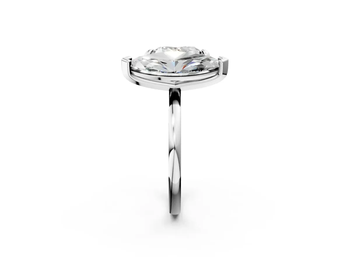 Heart and Marquise Toi Moi Ring with Prong Setting and Micro Pave Band Silver