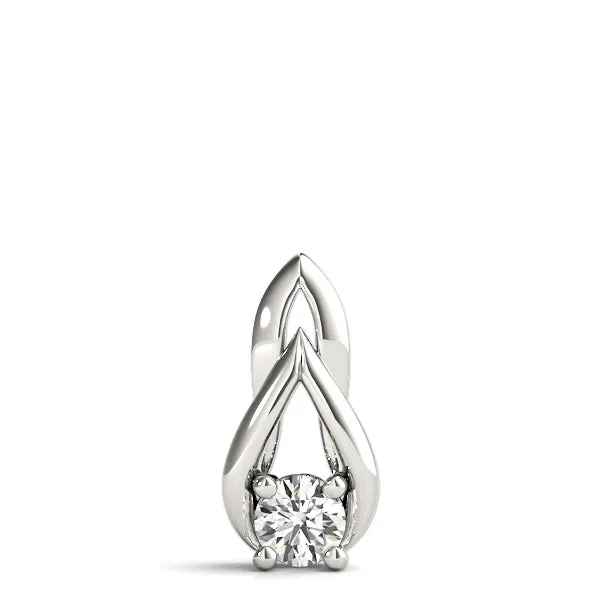 Round Solitaire Prong-Set Diamond Pendant Silver