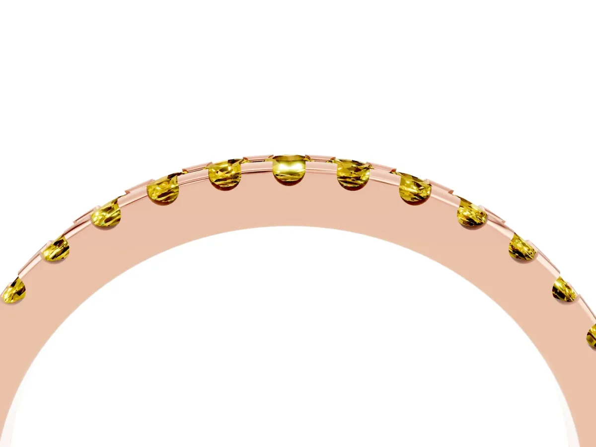 Round Yellow Sapphire Pavé Set Eternity Band with Micro Prong Setting Rose gold