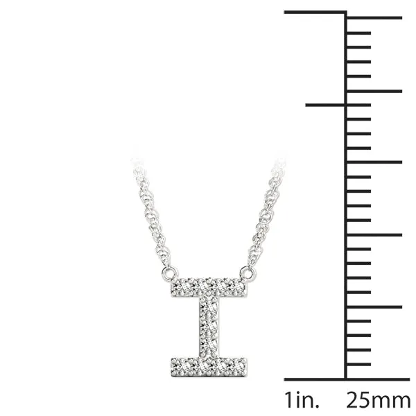Pavé Round Diamond Letter I Initial Pendant White gold