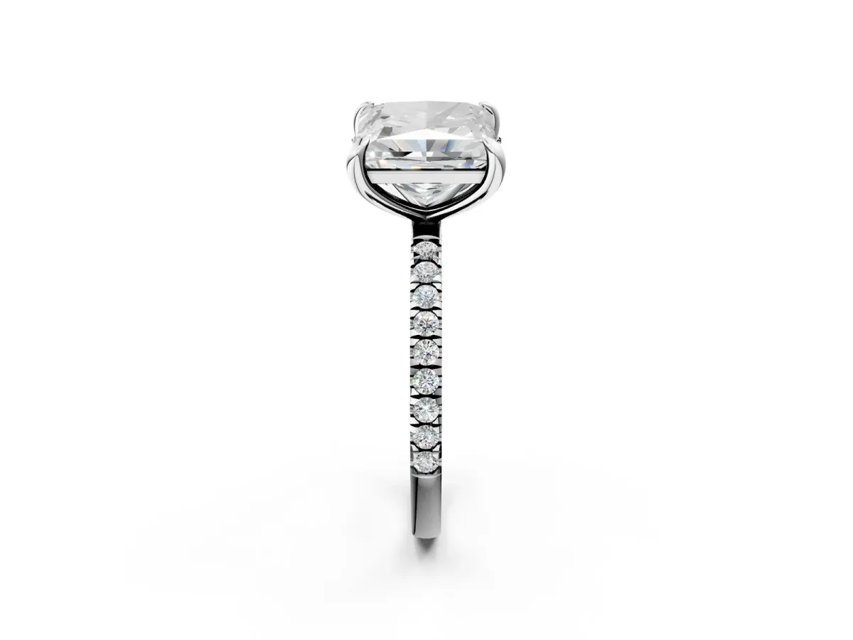 Oval and Princess Toi Moi Ring with Prong Setting and Pave Band Silver