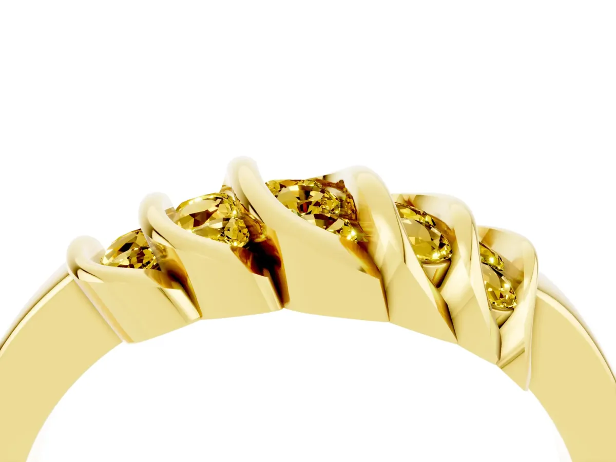 Round Yellow Sapphire Multi-Row Crossover Band Yellow gold