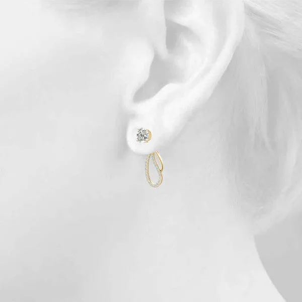 Round Cut Prong Set Diamond Infinity Drop Earrings Yellow gold