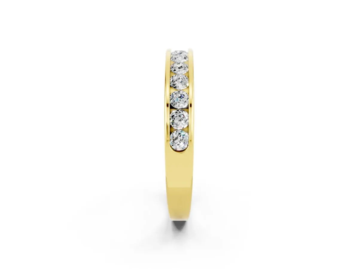 Channel Set Round Moissanite Eternity Band Yellow gold