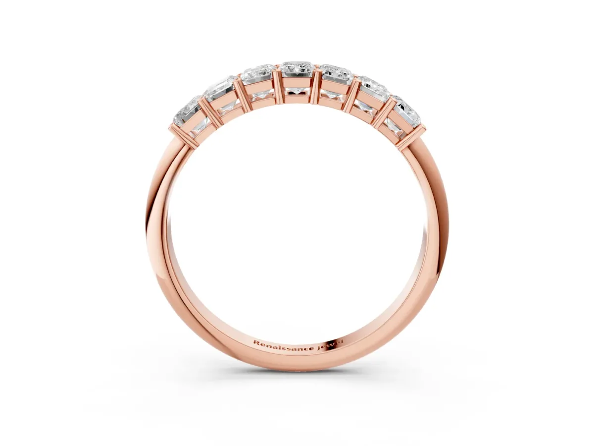 Emerald Cut Diamond Prong-Set Half Eternity Band Rose gold