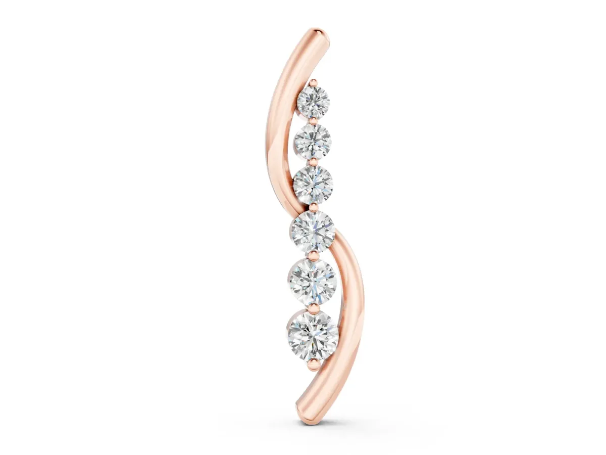 Round Diamond Prong-Set Curved Pendant Rose gold