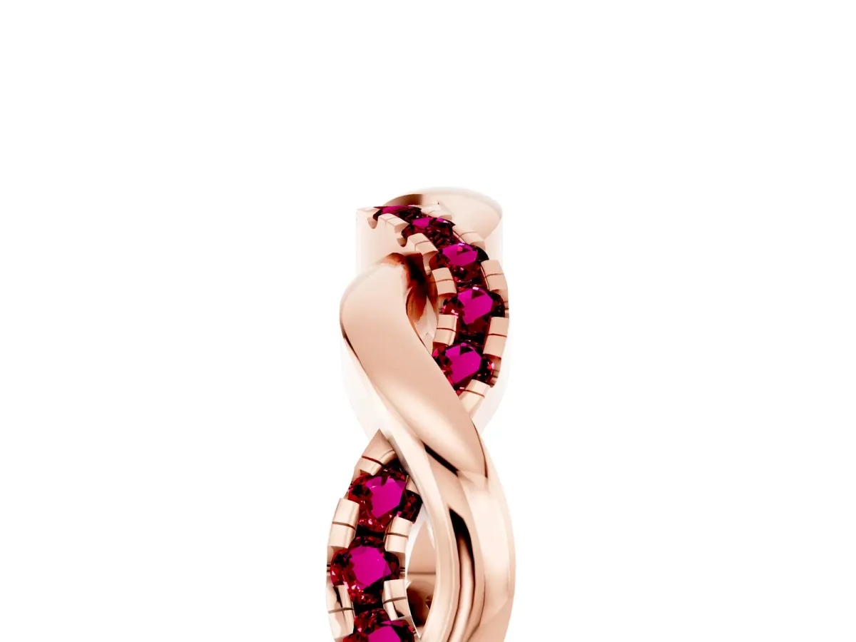 Round Garnet Twist Eternity Band with Pavé Setting Rose gold