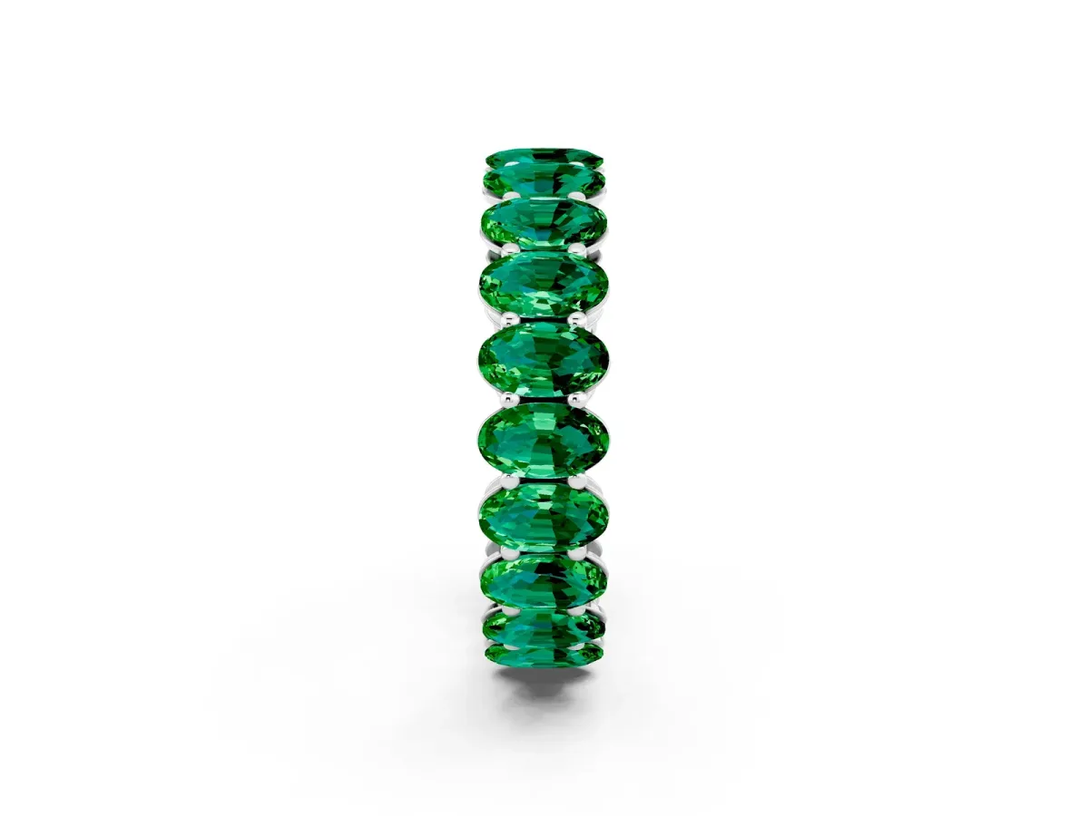 Oval Cut Emerald Eternity Band with Shared Prong Setting White gold