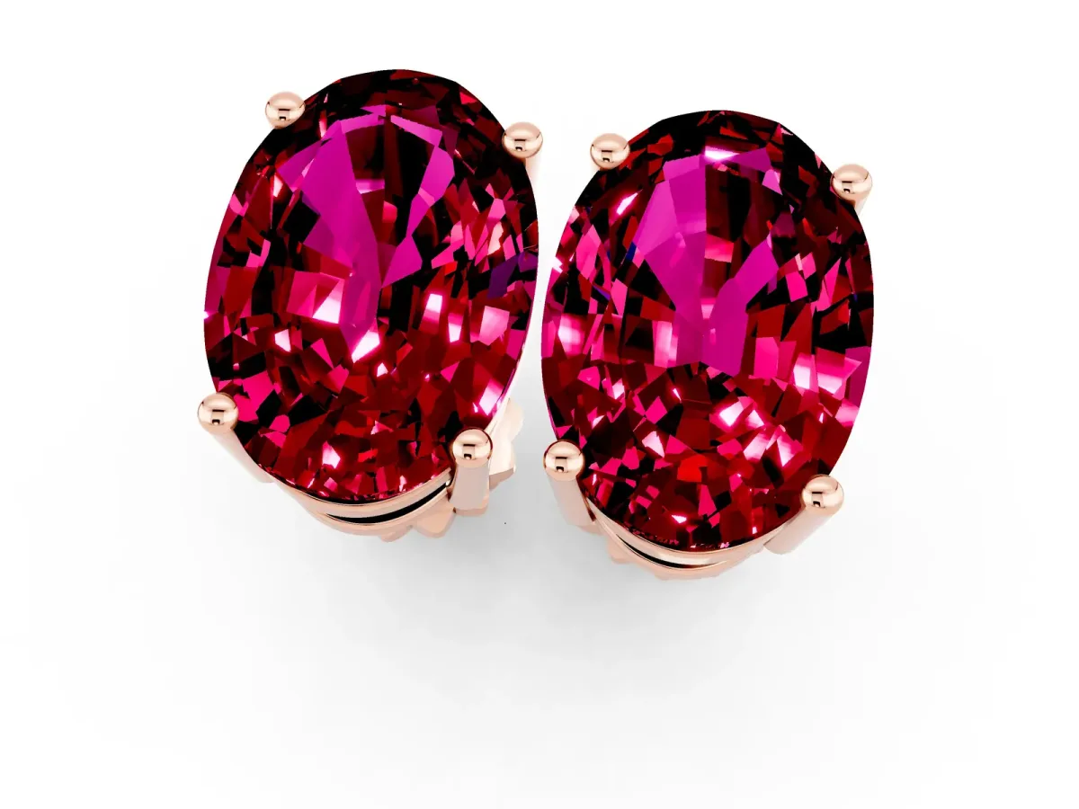Oval Cut Garnet Stud Earrings Rose gold
