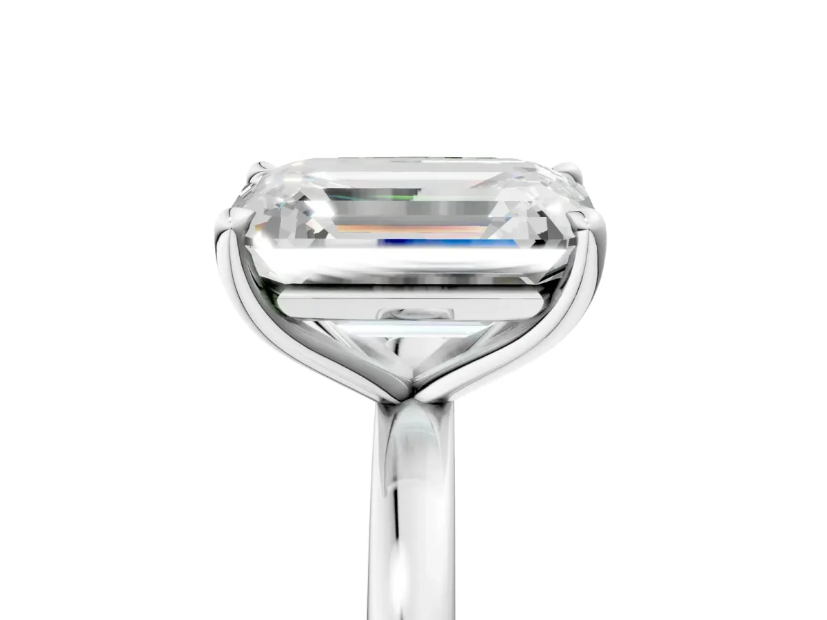 Fancy Green Radiant Cut and Emerald Cut Toi Moi Ring with Prong Setting White gold
