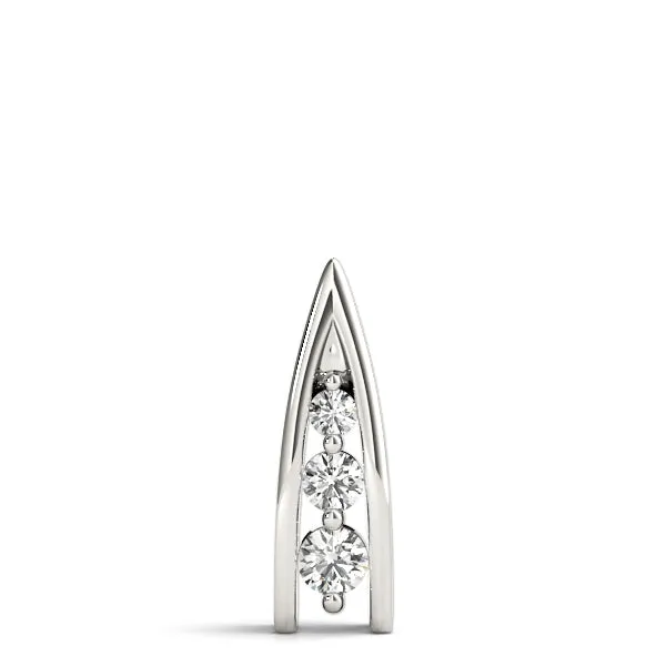 Channel Set Round Diamond Prong Pendant Silver