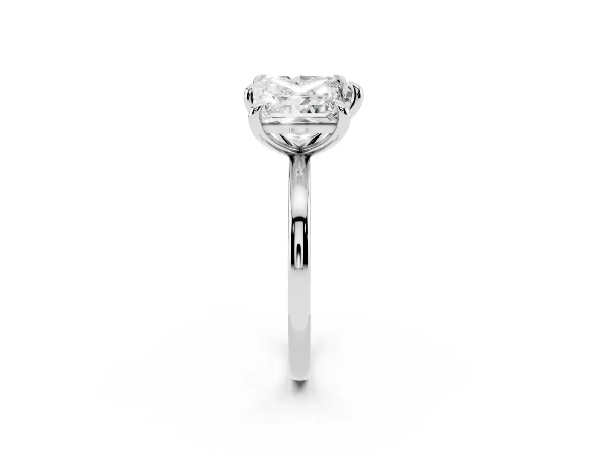 Heart and Princess Toi Moi Ring with Prong Setting and Plain Band Silver