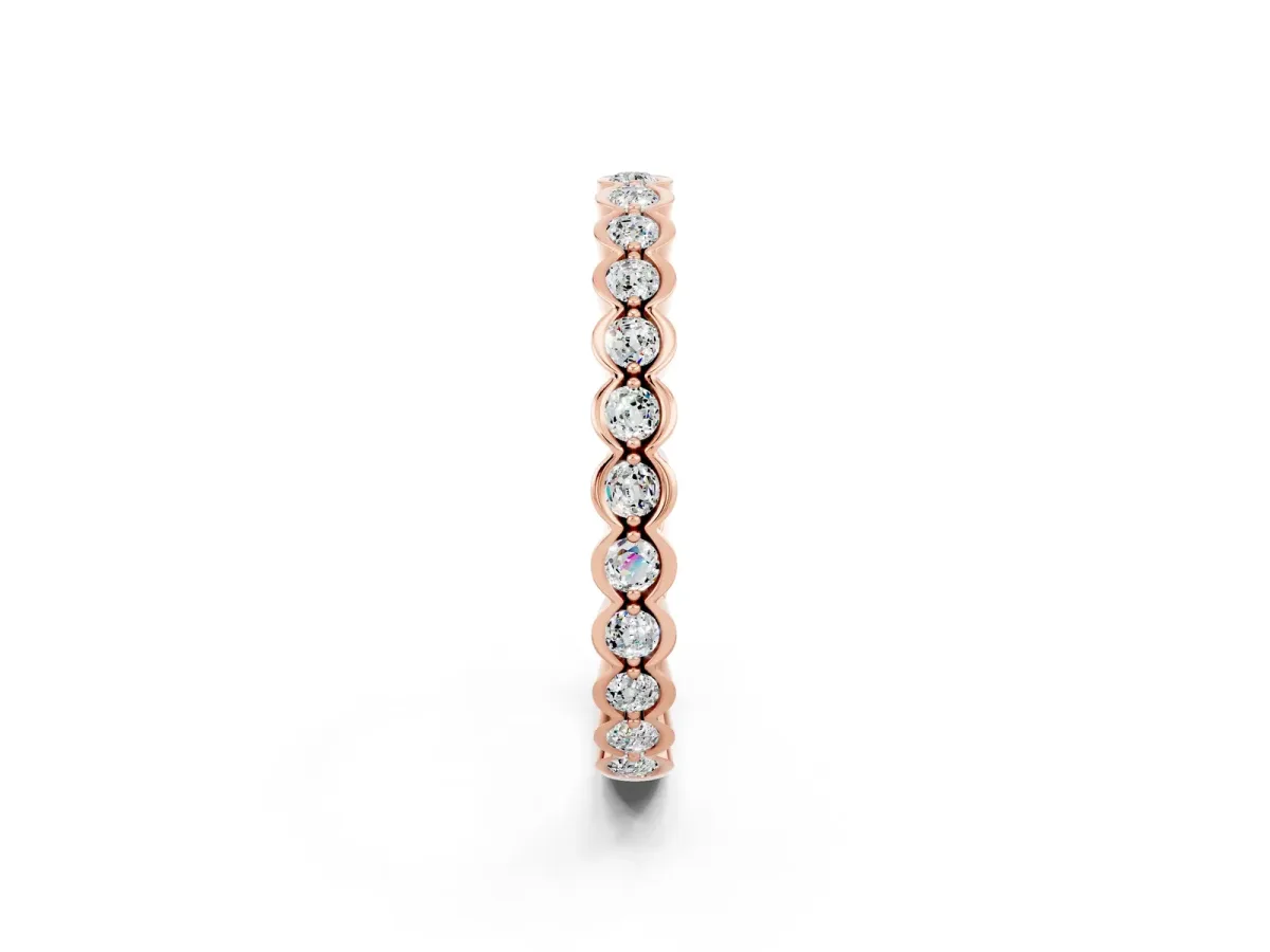Round Moissanite Bezel Set Eternity Band Rose gold
