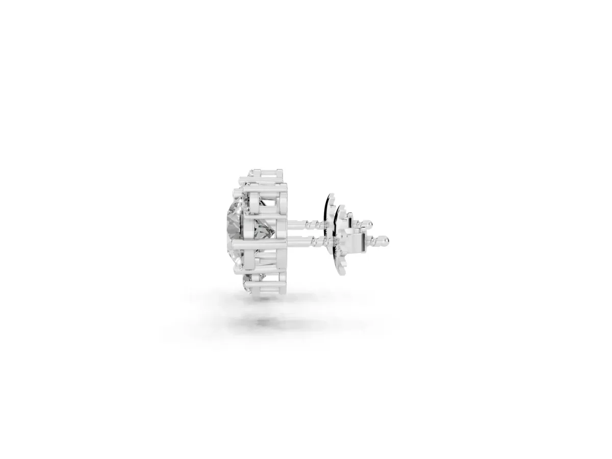 Round and Oval Diamond Hydrangea Bouquet Stud Earrings with Round Diamond Accents Platinum