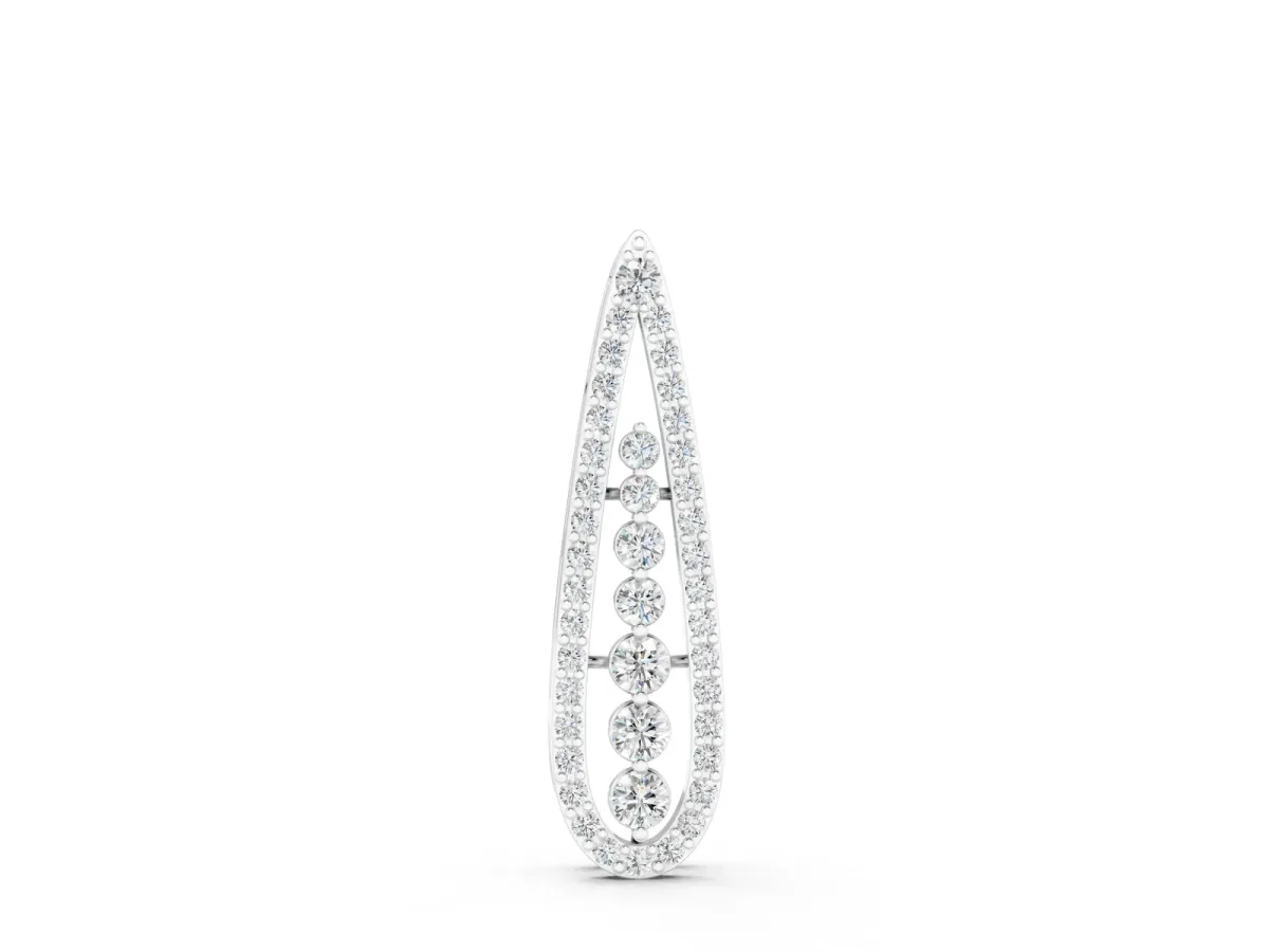 Teardrop Pavé Round Diamond Prong Pendant White gold