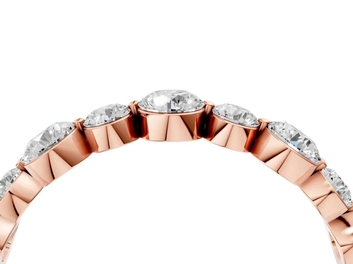 Round Diamond Scalloped Prong Set Eternity Band Rose gold