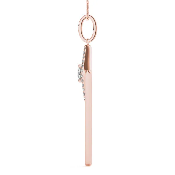 Diamond Marquise Halo Pendant with V-Prong Setting Rose gold