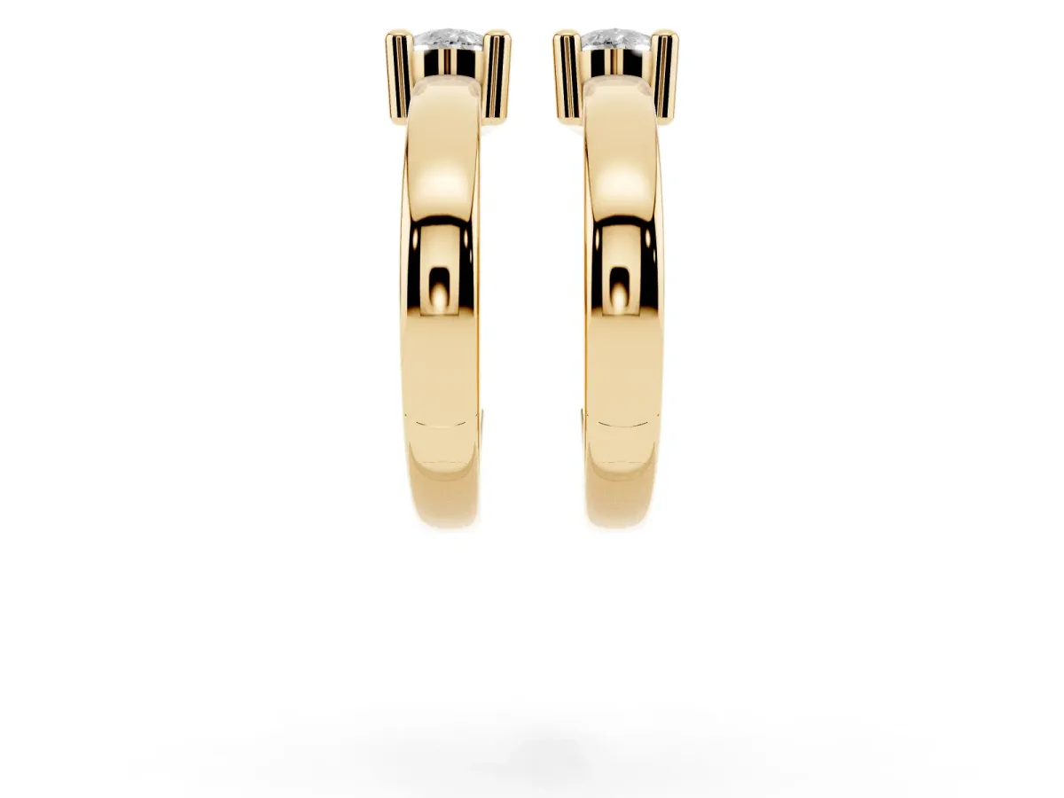 Pear Diamond Mini Huggie Hoop Earrings Yellow gold