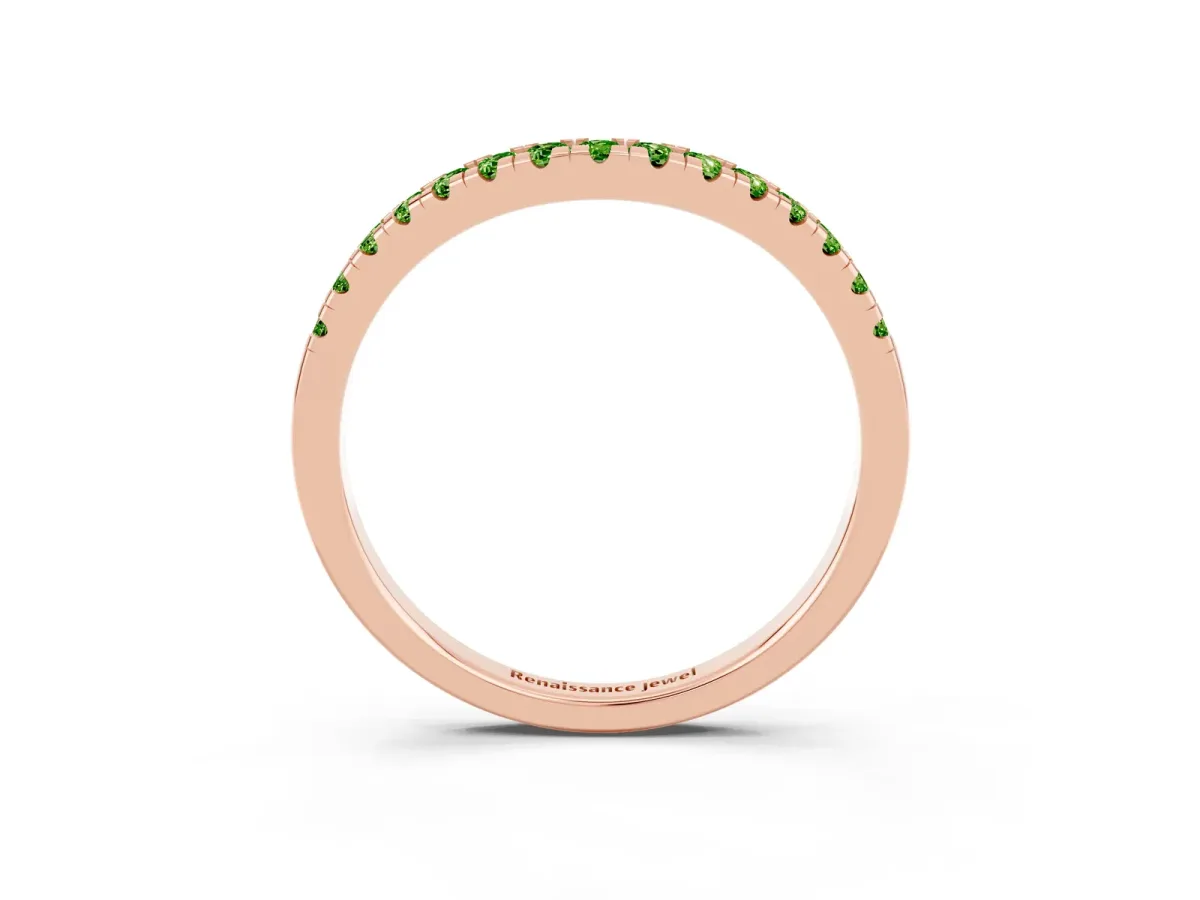 Peridot Pavé Curved Wedding Band Rose gold