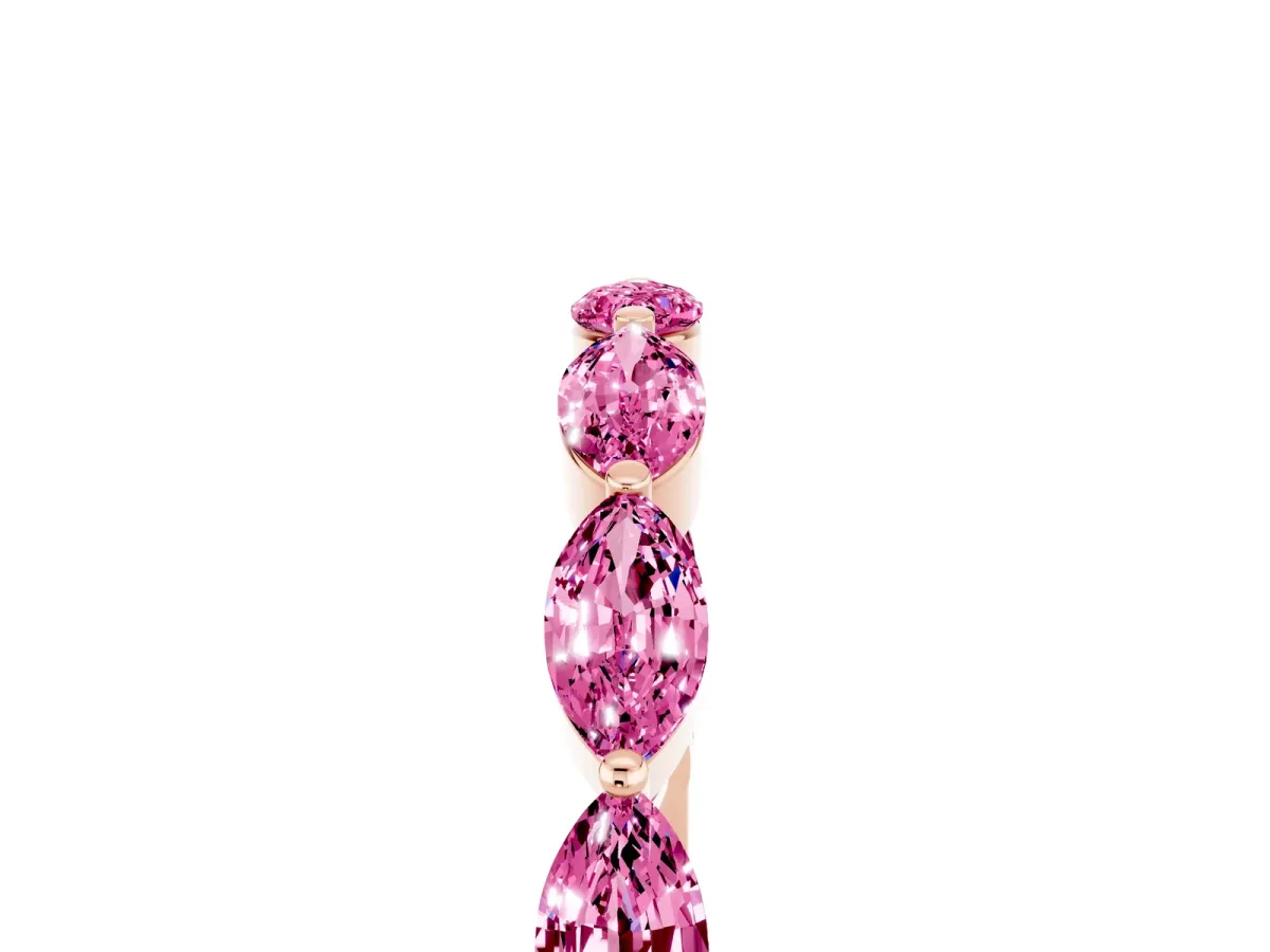 Marquise Pink Sapphire Half Eternity Band with Prong Setting Rose gold