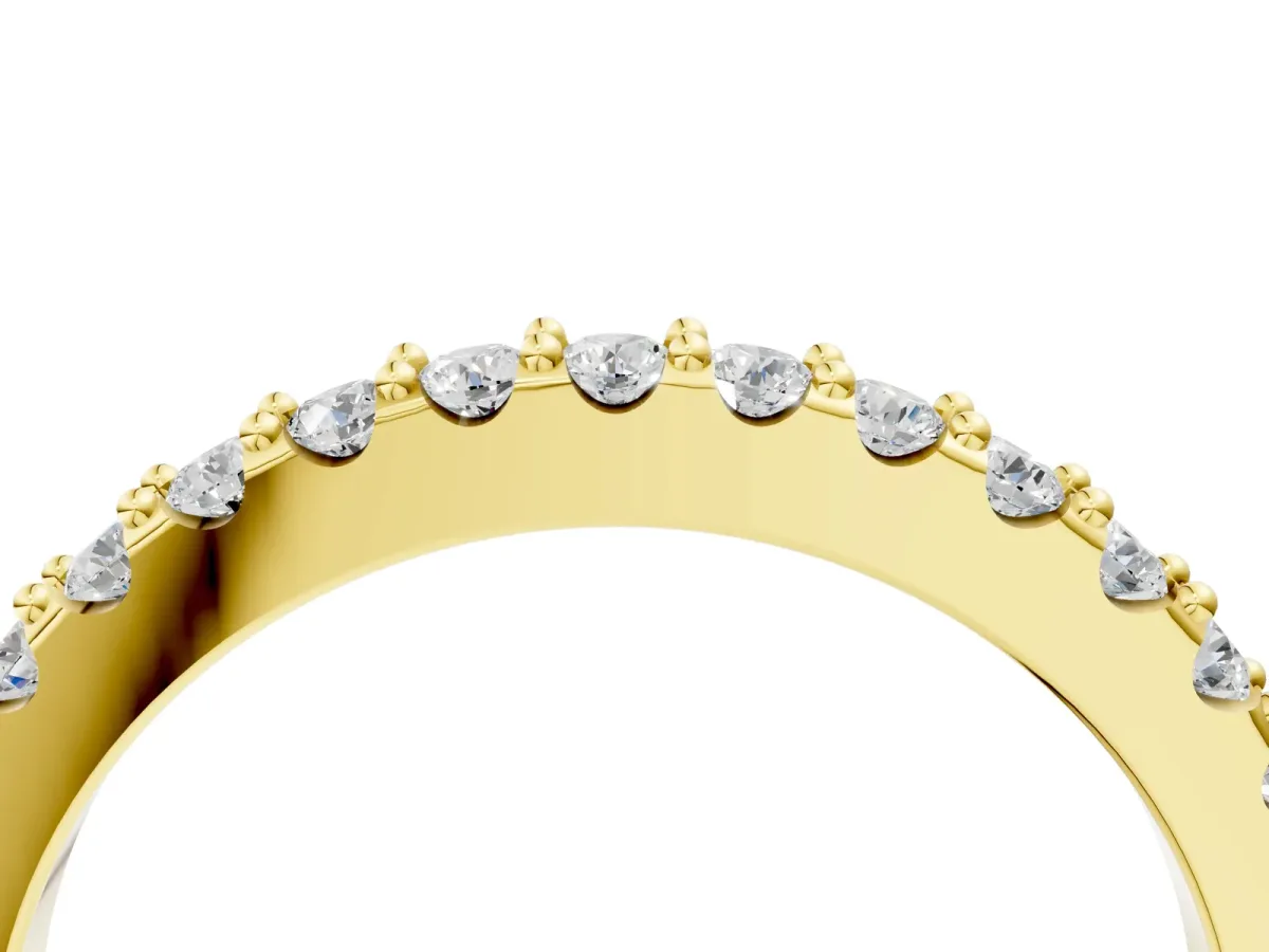 Round Diamond Pavé Set Half Eternity Band Yellow gold