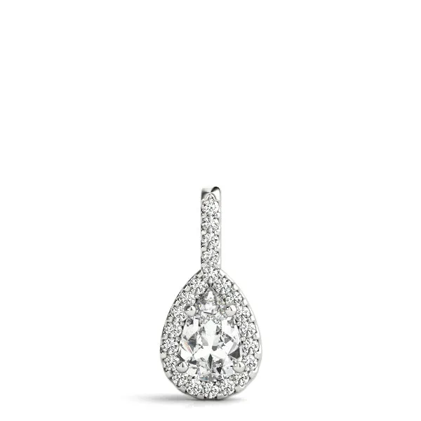 Halo Pear Cut Diamond Pendant with Prong Setting White gold