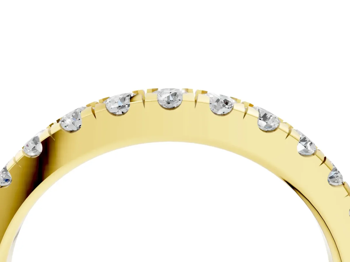 Round Diamond Pavé Set White Gold Eternity Band Yellow gold